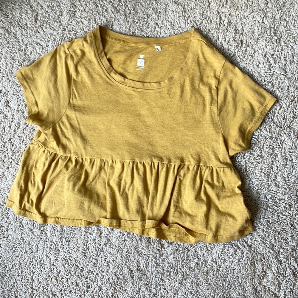 S Me to We Mustard Peplum Babydoll Tee
